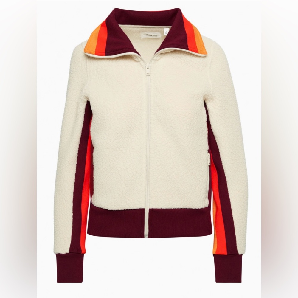 Aritzia Cream and Burgundy Teddy Jacket